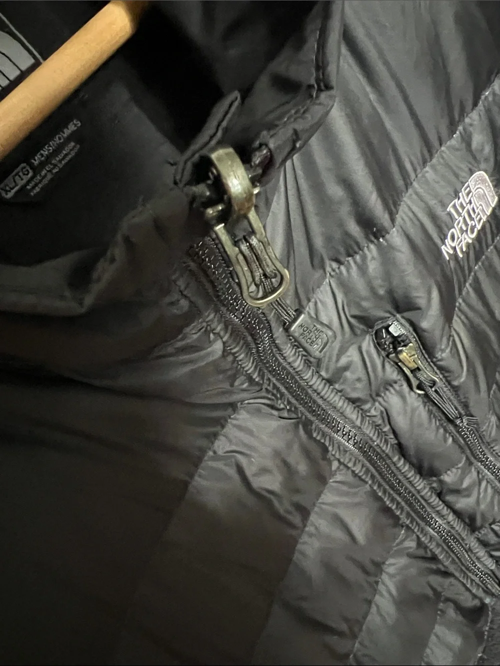 The North Face Men Denali 550 Down Hybrid Jacket Black Recycled Puff Fleece XL